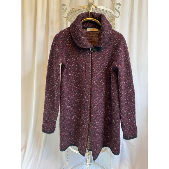 A. IDA Sweater Wool Blend Boucle buckle Closure Black Trim Made in Italy size S - Picture 1 of 9